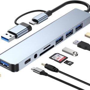 Adaptador Hub USB-C 8 en 1 - Transferencia de Datos de Alta Velocidad 5G para MacBook, PC