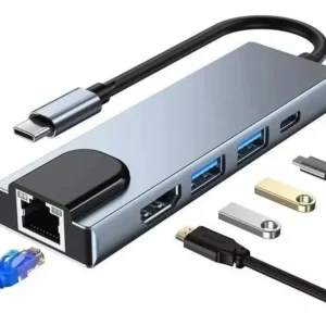 HUB USB TIPO C MOD. BYL-2007 5 PUERTOS (HDMI+USB3.0+USB2.0+RJ45+PD)