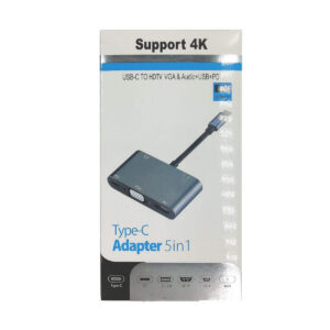Type- C Adapter 5 in 1, USB- C To HDTV VGA & Audio + USB + PD (BYL-2002)